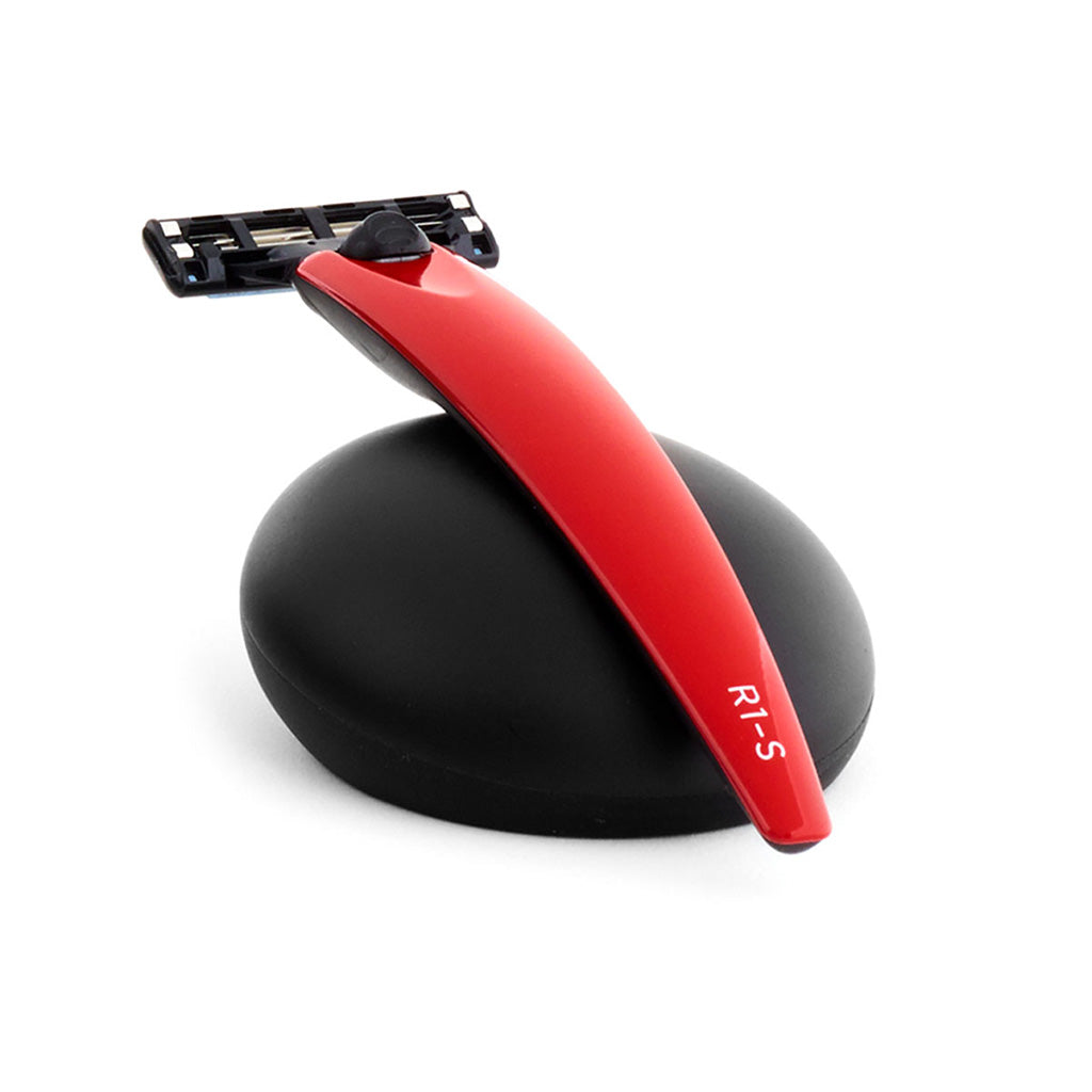 Bolin Webb R1-S Mach3 Razor & Stand Monza Red Angle Luxury Razor