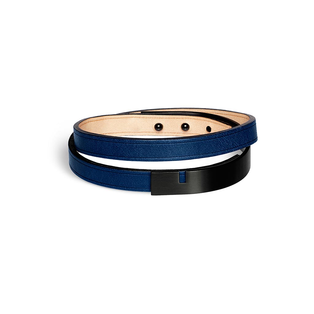 Ursul U-Turn Twice Navy Leather Bracelet Black