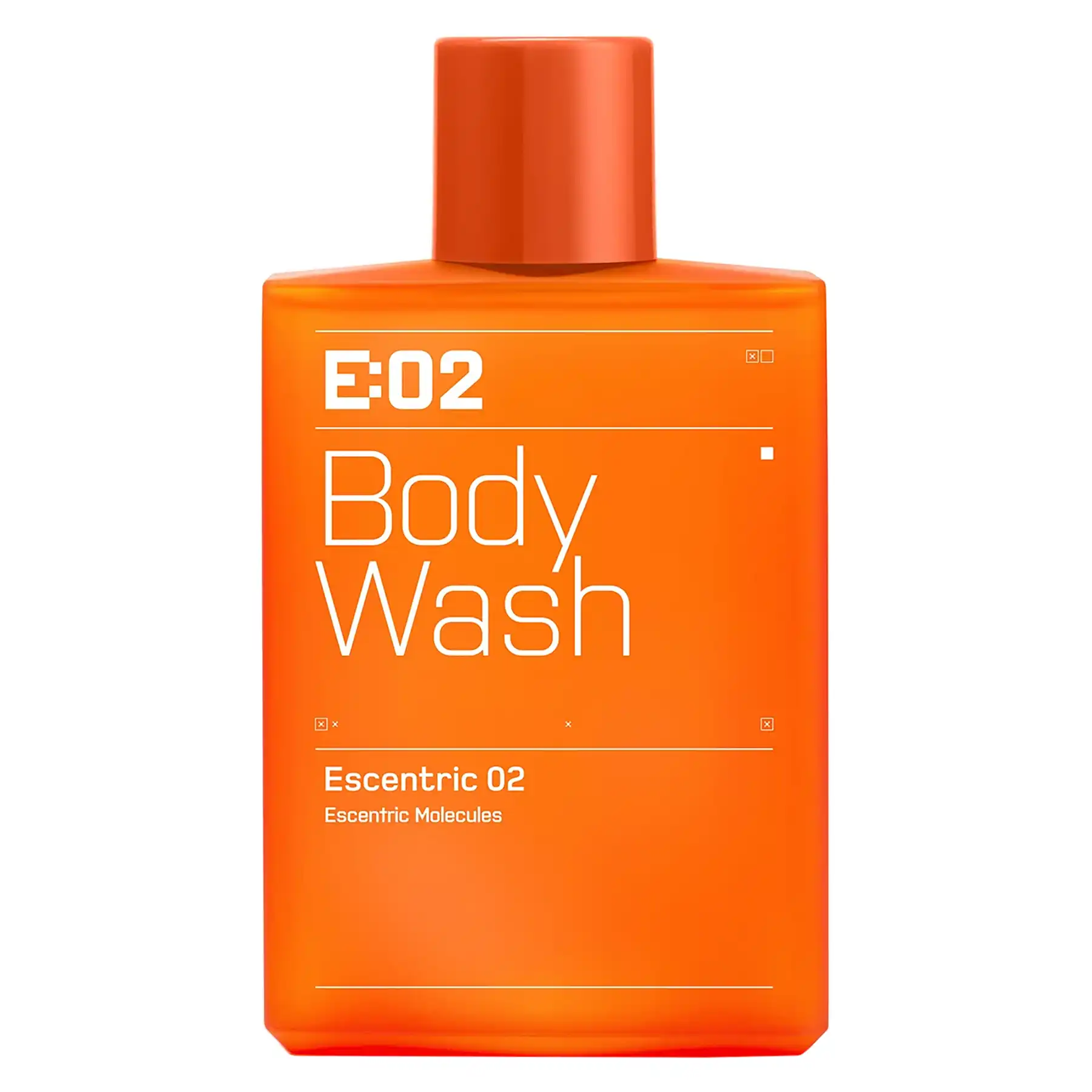 Escentric Molecules Escentric 02 Body Wash in orange bottle, front view