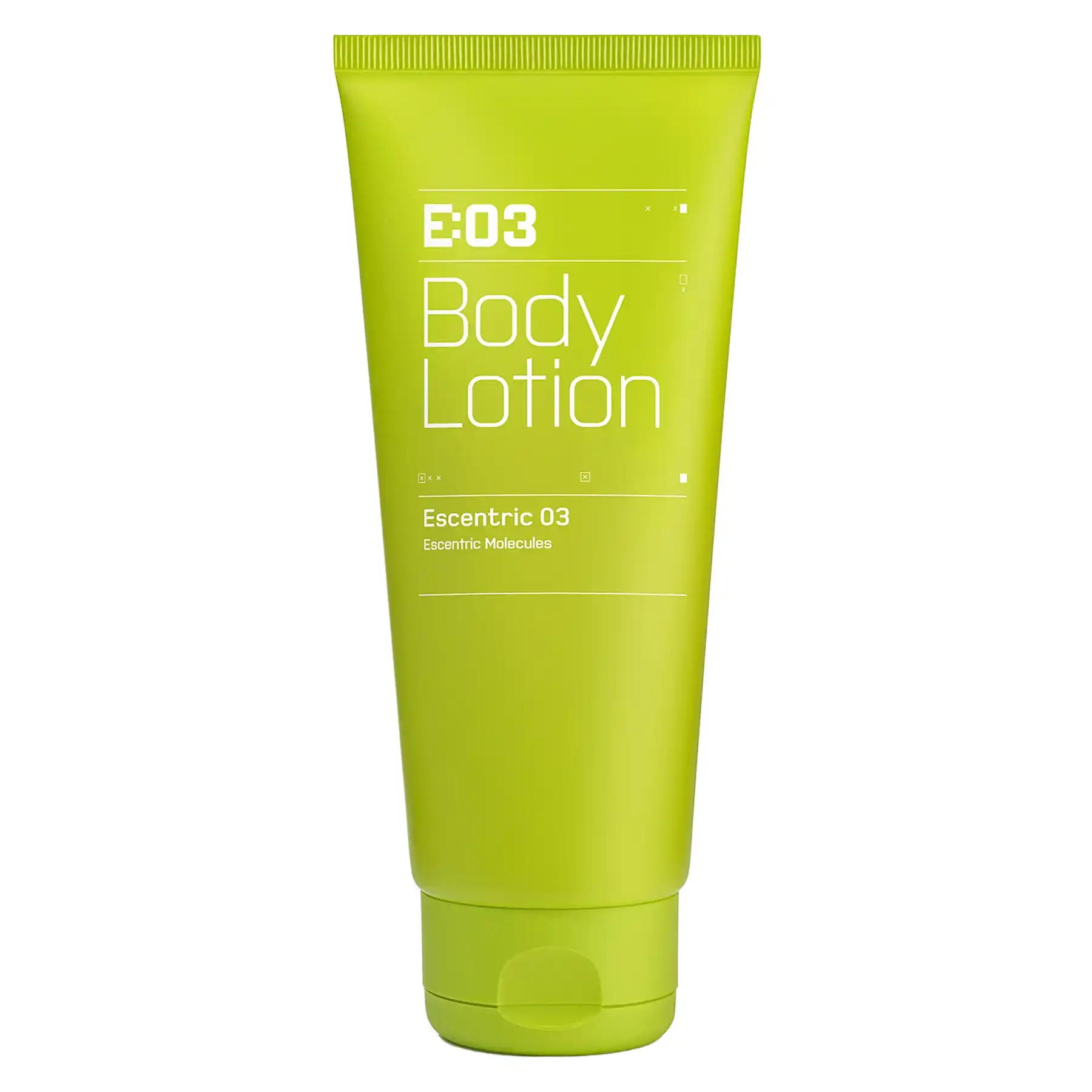 Escentric Molecules Escentric 03 Body Lotion in lime green tube, front view