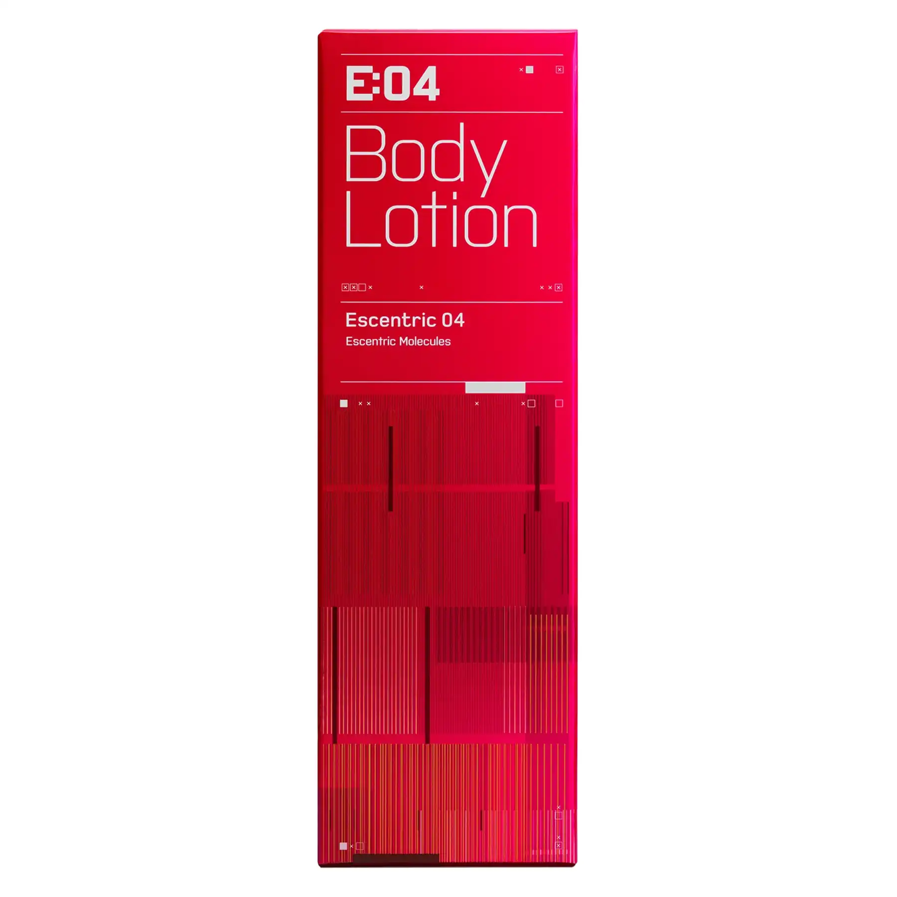 Escentric Molecules Escentric 04 Body Lotion red tube with matching packaging, front display