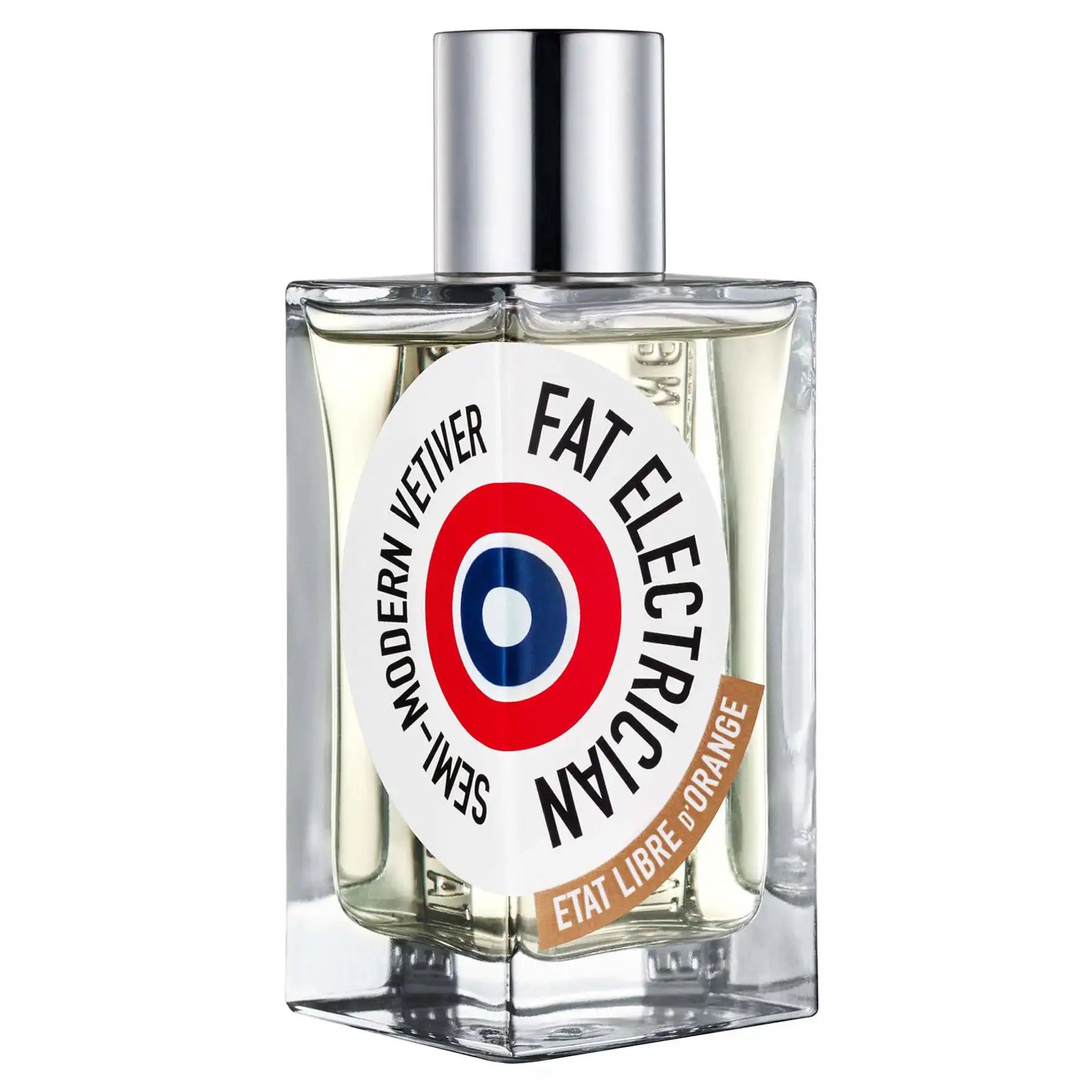 Fat Electrician Eau de Parfum by Etat Libre d'Orange, 100ml bottle with silver cap and bold circular logo