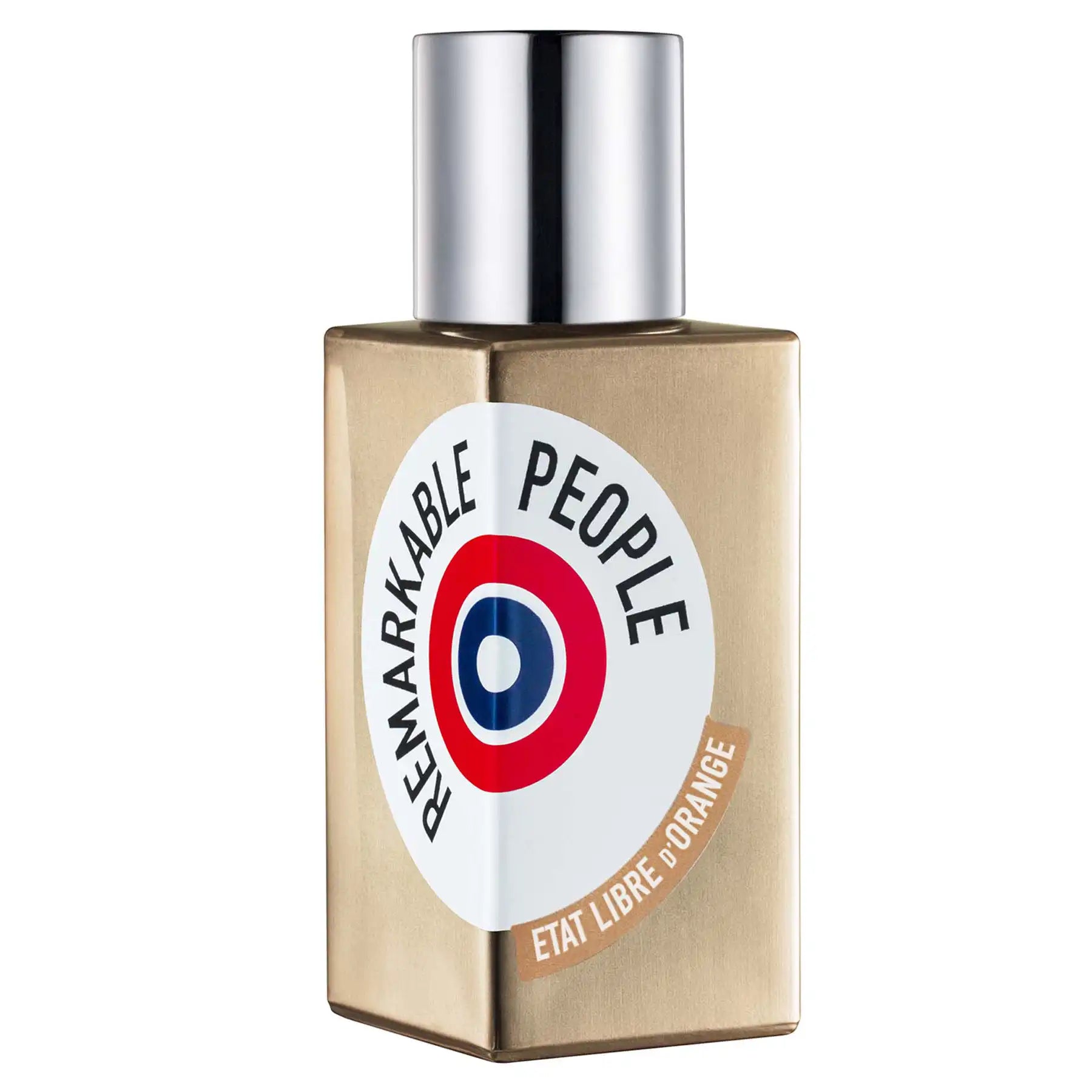 Remarkable People Eau de Parfum by Etat Libre d'Orange, 50ml bottle with silver cap and bold circular logo on beige glass