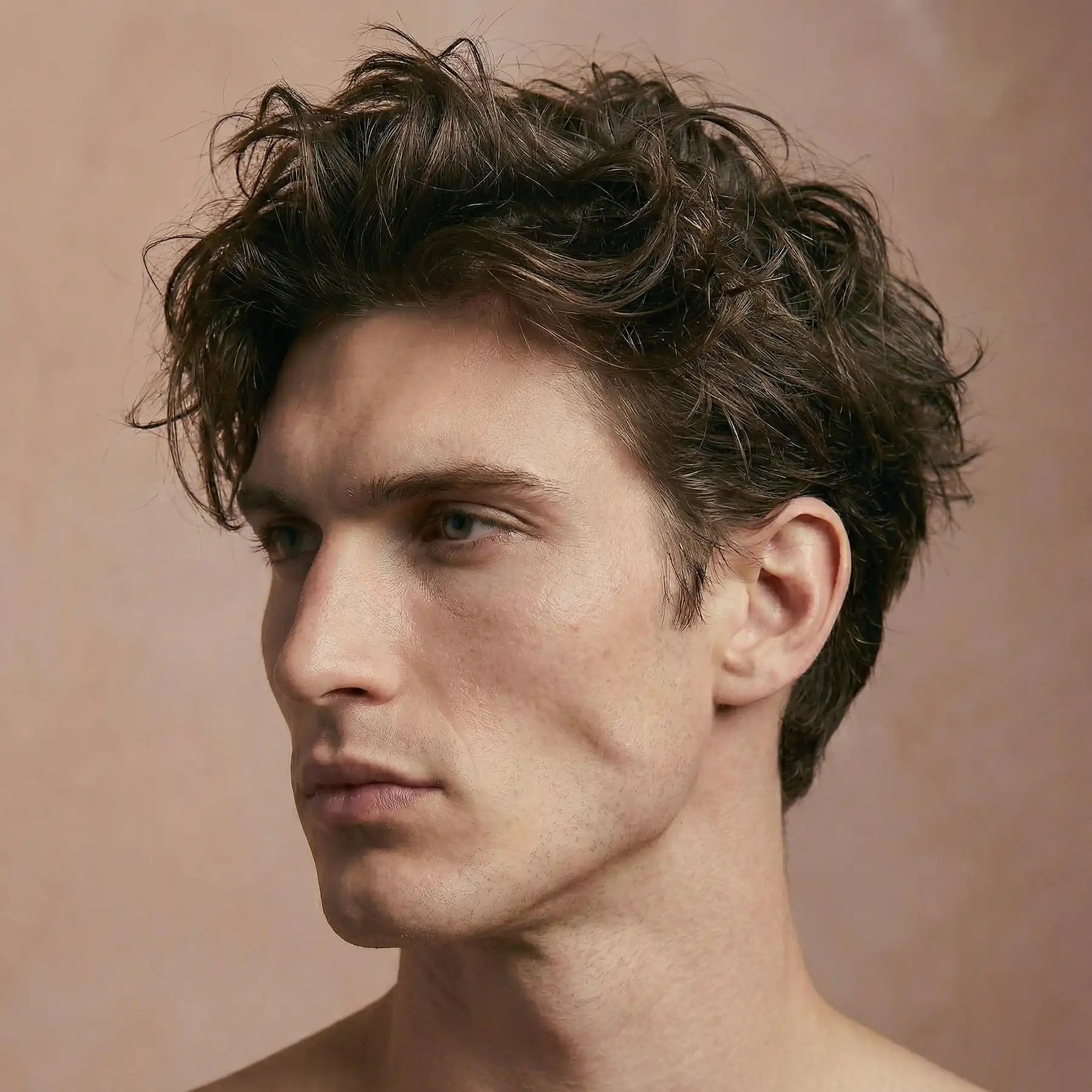 Messy hair styled with matte balm showing maximum volume and piece-y texture without shine