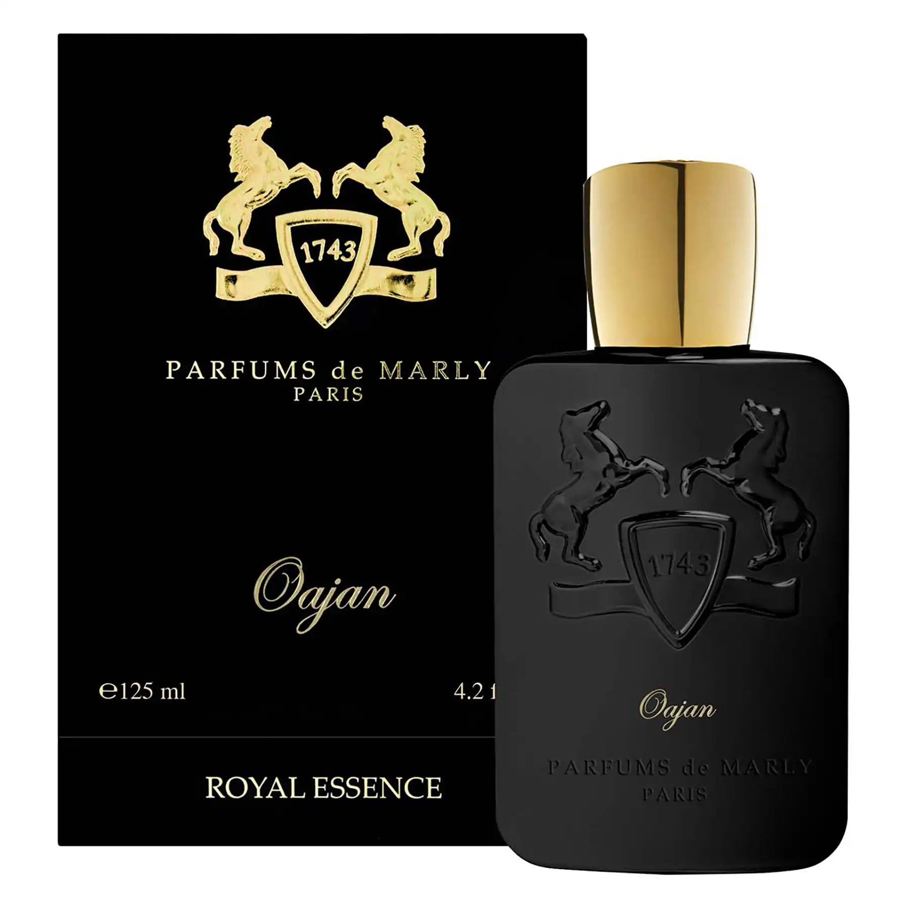 Oajan by Parfums de Marly, 125ml black bottle displayed with branded black and gold box