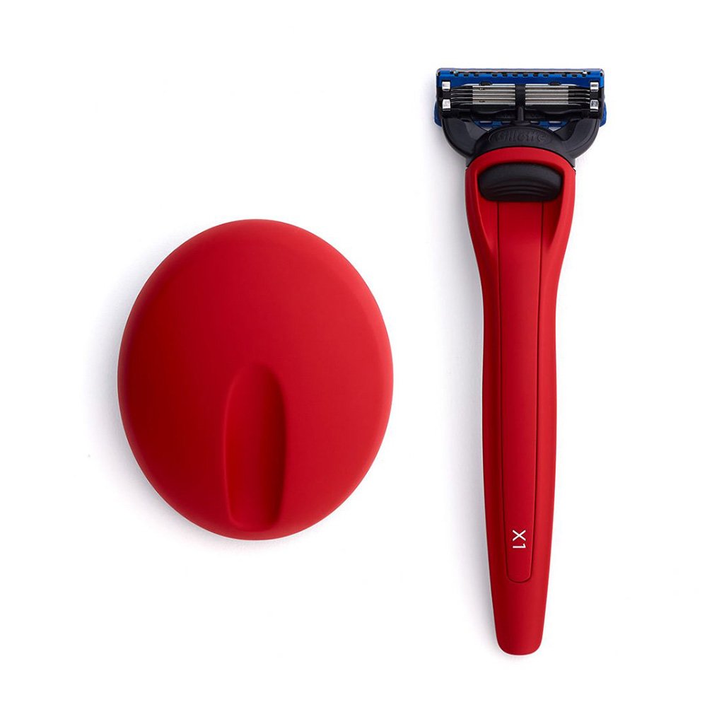Bolin Webb X1 Fusion5 Razor & Stand Matte Red Top Side by Side