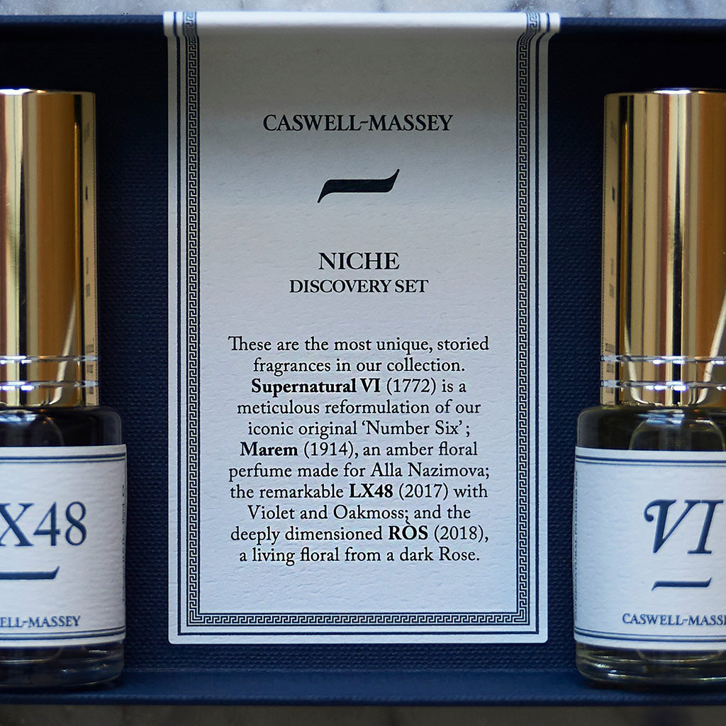 Caswell-Massey Niche Fragrance Discovery Set Close Up