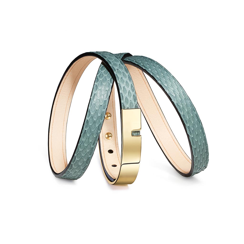 Ursul U-Turn Triple Jade Leather Bracelet Gold